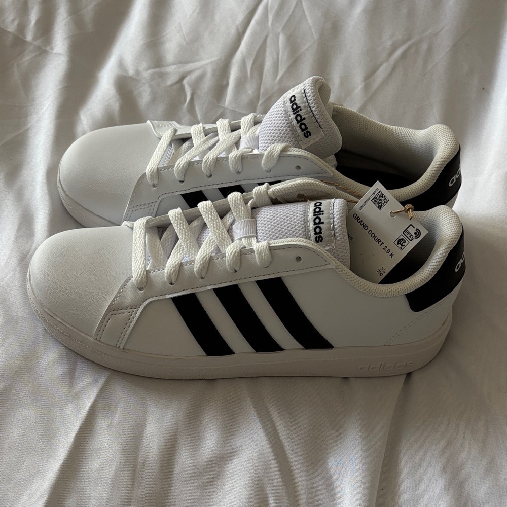 Adidas Grand Court 2.0 K White and Black Sneakers